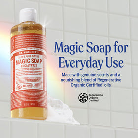 Dr. Bronner's eucalyptus soap texture close-up demonstrating rich lather