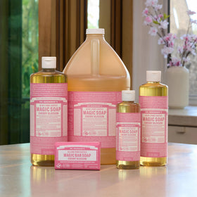 Dr. Bronner's rich lather on hand showing gentle cleansing benefit