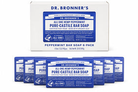 Dr. Bronner's front packaging 6-pack showing value and natural peppermint scent benefits