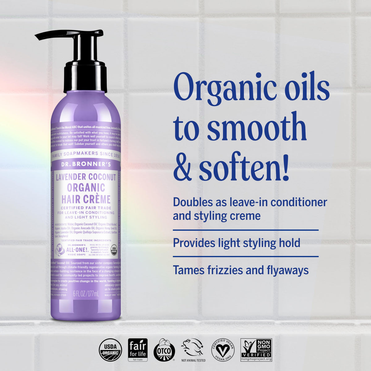 Dr. Bronner's tube close-up label highlighting organic certification benefit