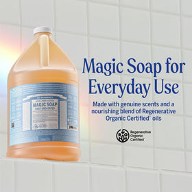 Dr. Bronner's label close-up highlighting organic ingredients and transparency