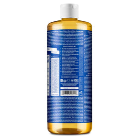 Dr. Bronner's label closeup highlighting organic certification and clarity benefit