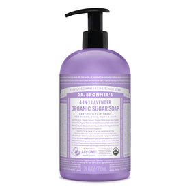 Dr. Bronner's front label showing lavender scent and benefits