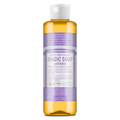 Dr. Bronner's lavender front label showing product and scent benefits