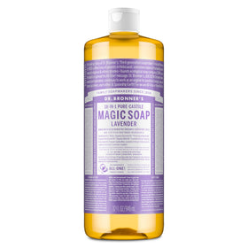 Dr. Bronner's lavender front label showing product identity and scent benefit