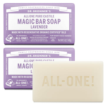 Dr. Bronner's lavender front packaging showing recyclable wrapper and calm scent benefits