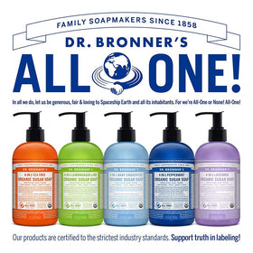 Dr. Bronner's lavender soap in bathroom lifestyle scene for calming self-care