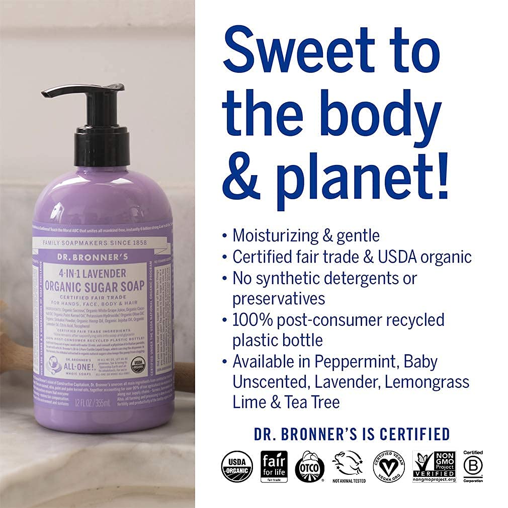 Dr. Bronner's lavender shikakai powder close-up illustrating conditioning botanical