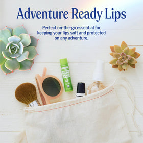 Dr. Bronner's lip balm inside a travel kit demonstrating on-the-go protection