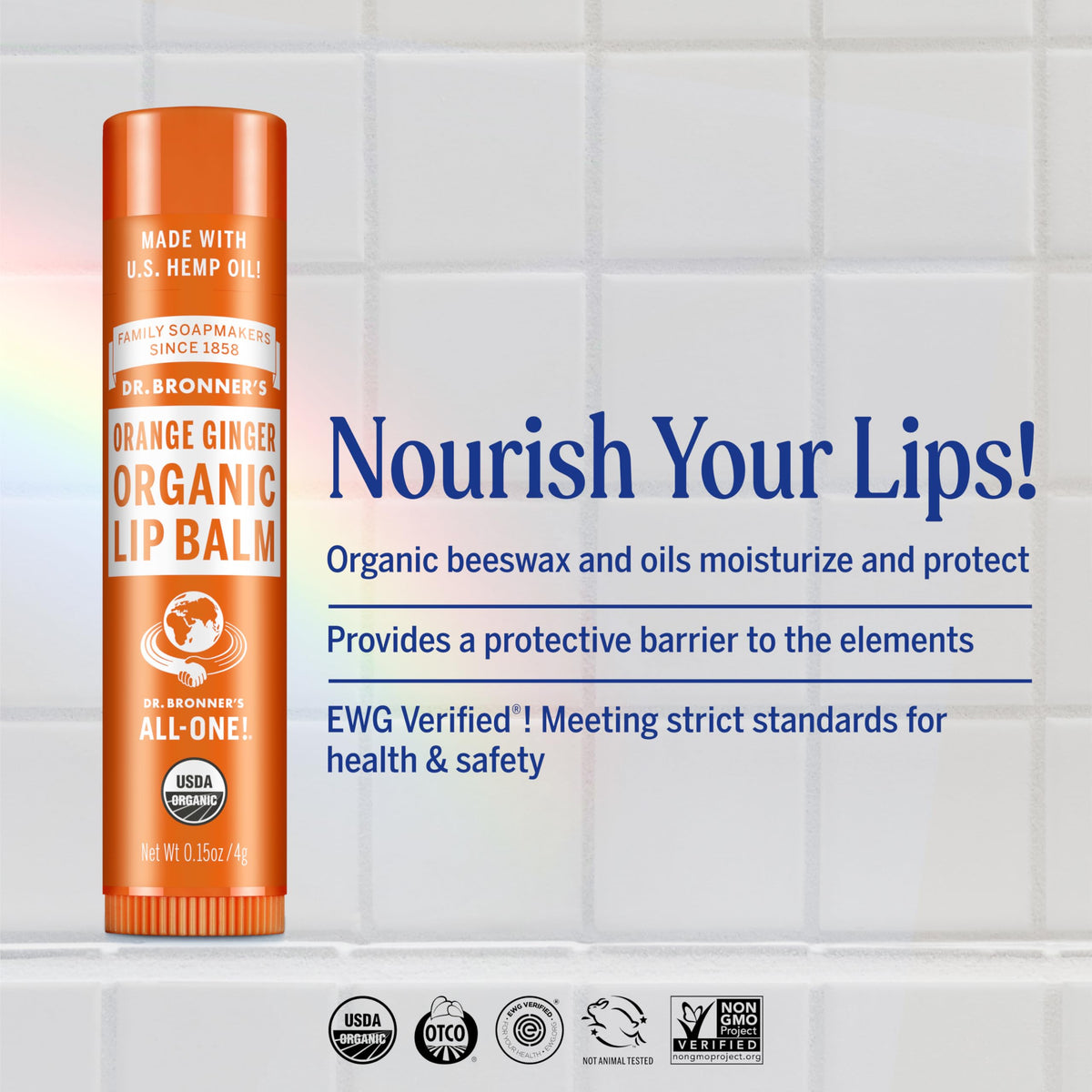 Dr. Bronner's tube close-up detail showing label and cap for easy identification