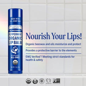 Dr. Bronner's lip balm close-up texture revealing creamy, nourishing formula for soft lips