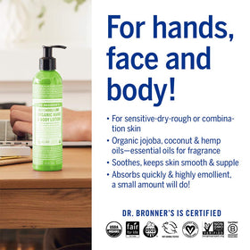 Dr. Bronner's patchouli lime being applied to hands for fast hydration and softness