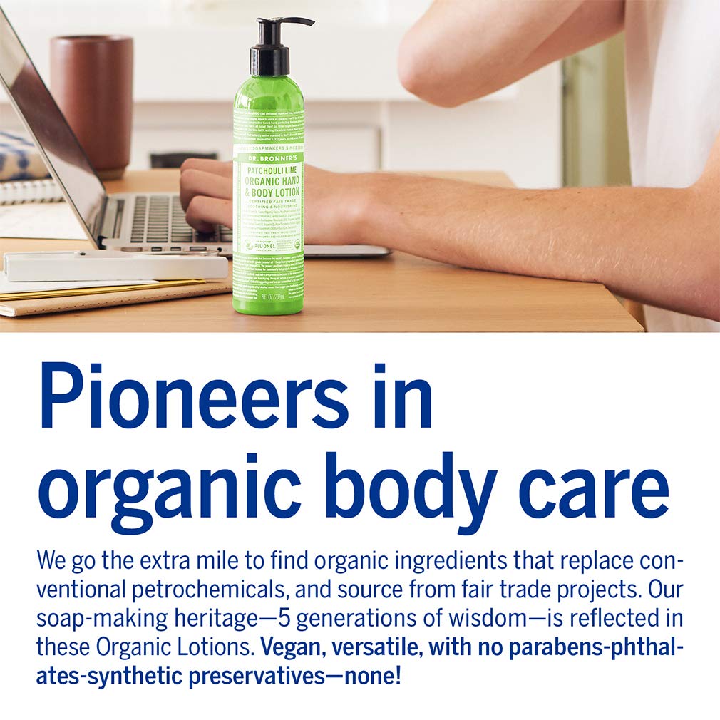 Dr. Bronner's patchouli lime creamy texture close-up illustrating quick absorption