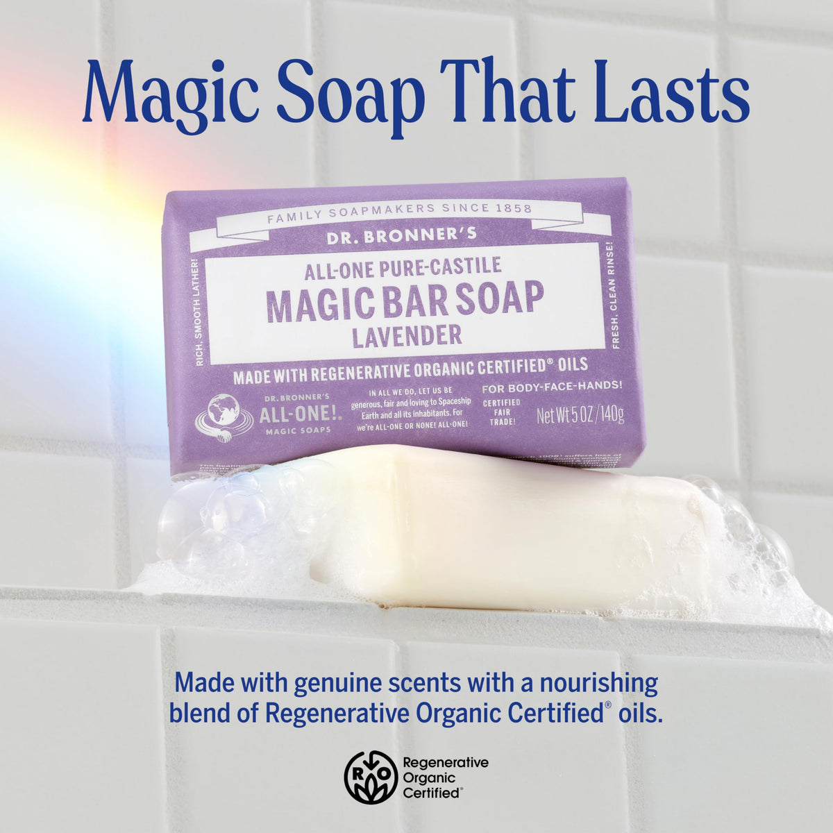 Dr. Bronner's peppermint bar close-up texture illustrating rich lather