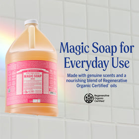 Dr. Bronner's rose soap close-up foam texture illustrating rich lather benefit