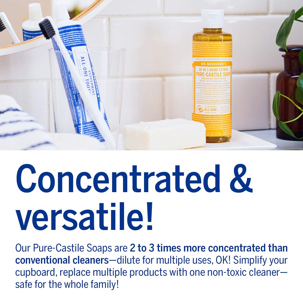Dr. Bronner's rose scent in shower lifestyle scene for gentle skin care benefits