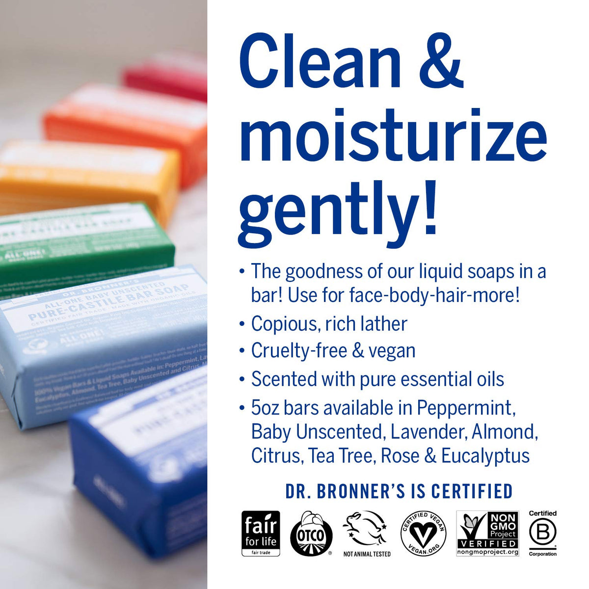Dr. Bronner's bar in hand showing 5-ounce size and travel convenience