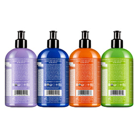 Dr. Bronner's tea tree back label with ingredients list, highlights organic sourcing