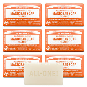 Dr. Bronner's tea tree front packaging showing product and key benefits