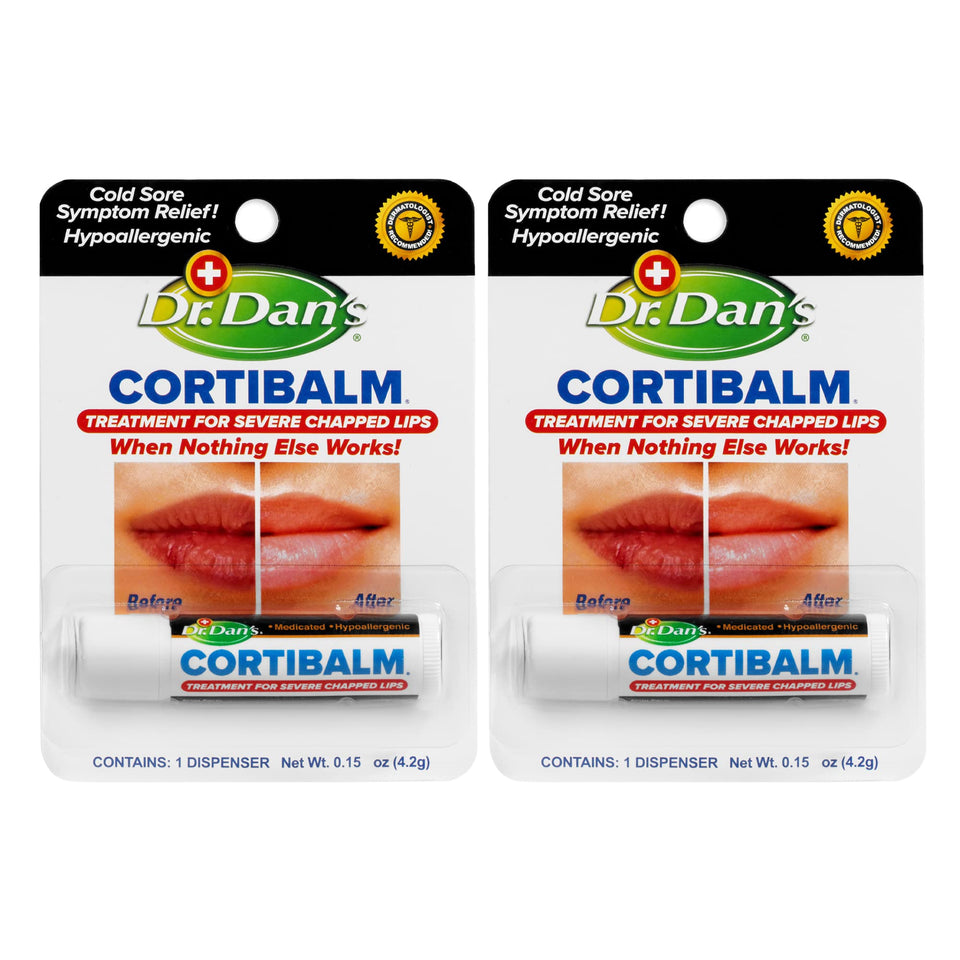 Dr. Dan's Cortibalm front packaging showing two tubes and clarity benefit
