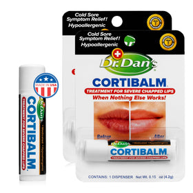 Dr. Dan's Cortibalm ingredients label closeup showing simple hypoallergenic blend
