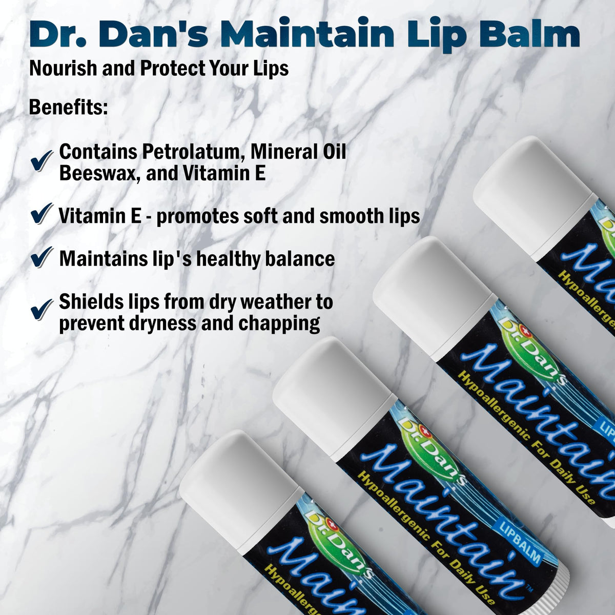 Dr. Dan's ingredient focus beeswax and vitamin E highlighting gentle composition