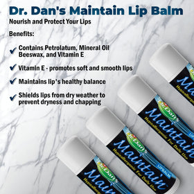 Dr. Dan's ingredient focus beeswax and vitamin E highlighting gentle composition
