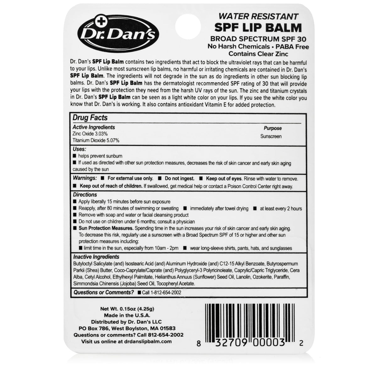 Dr. Dan's lip balm next to a hand for size comparison and portable convenience