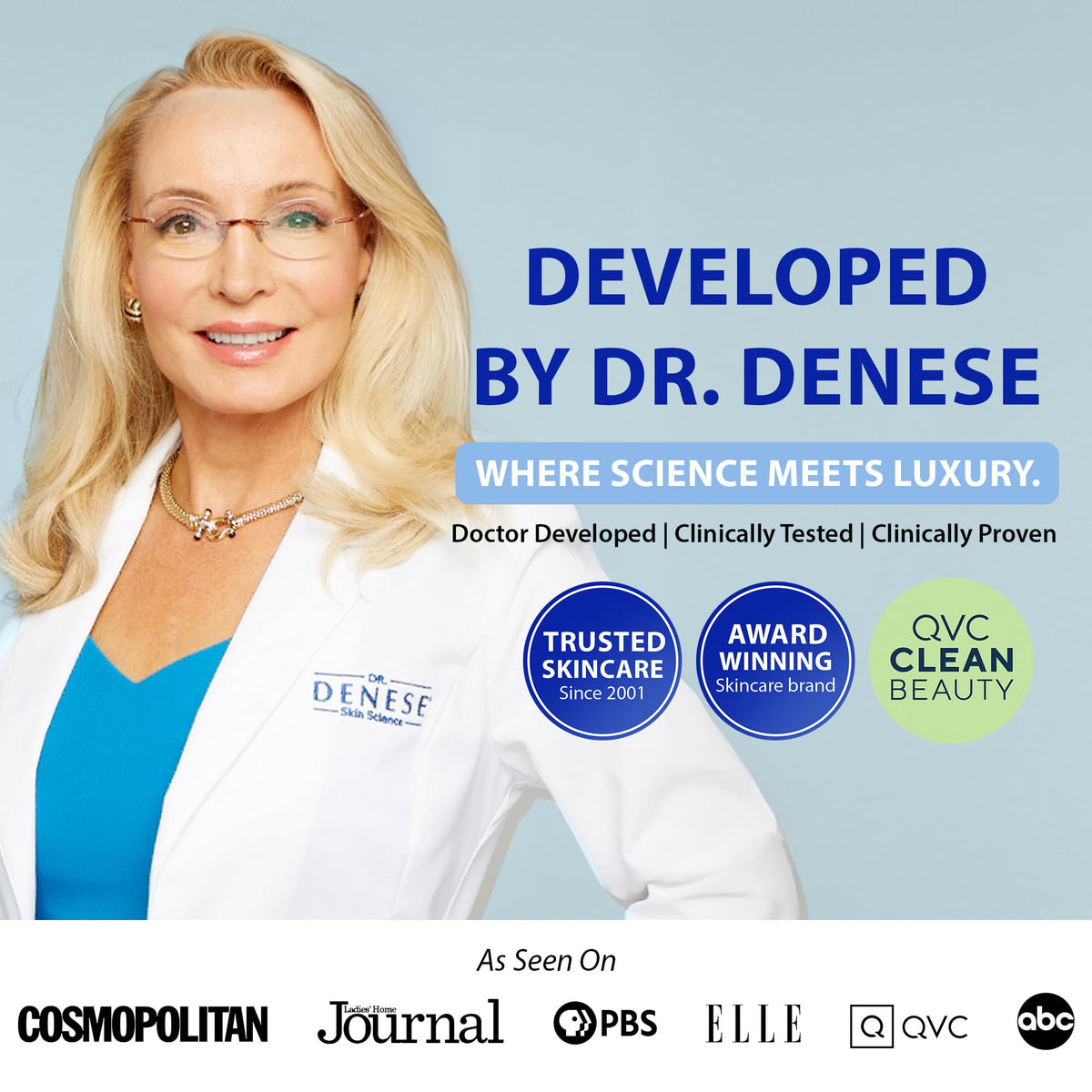 Dr. Denese cream on spatula showing hygienic application and texture benefit