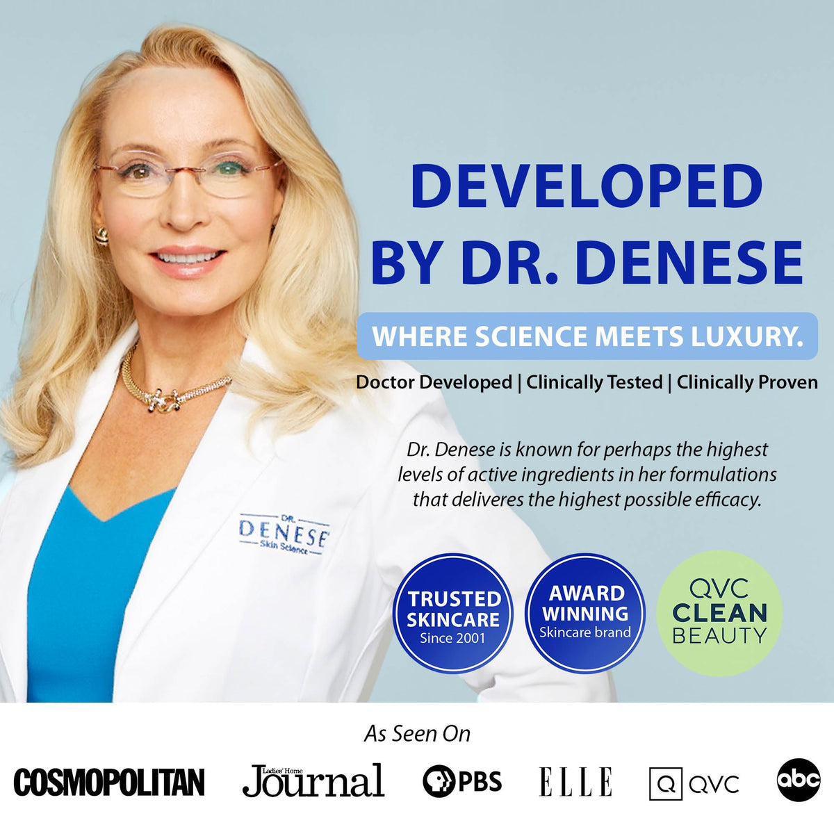 Dr. Denese HydroShield bottle on nighttime bathroom shelf suggesting nightly routine convenience
