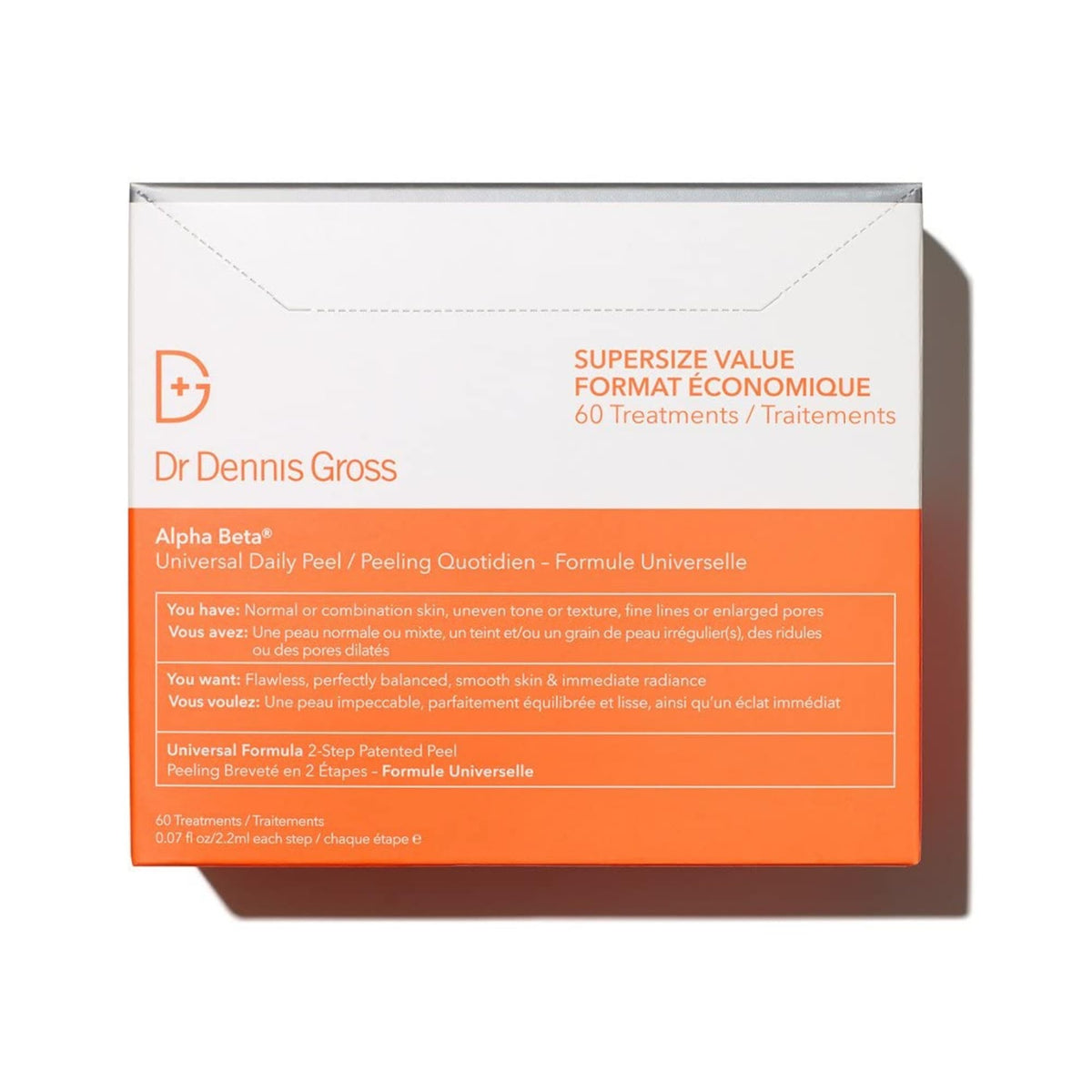 Dr. Dennis Gross front packaging showing daily peel kit and treatments for easy use