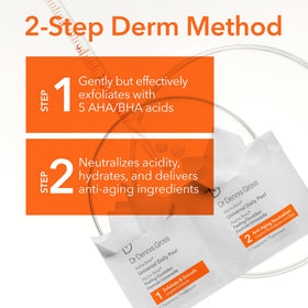 Dr. Dennis Gross two soaked pads in hand demonstrating daily two-step peel application