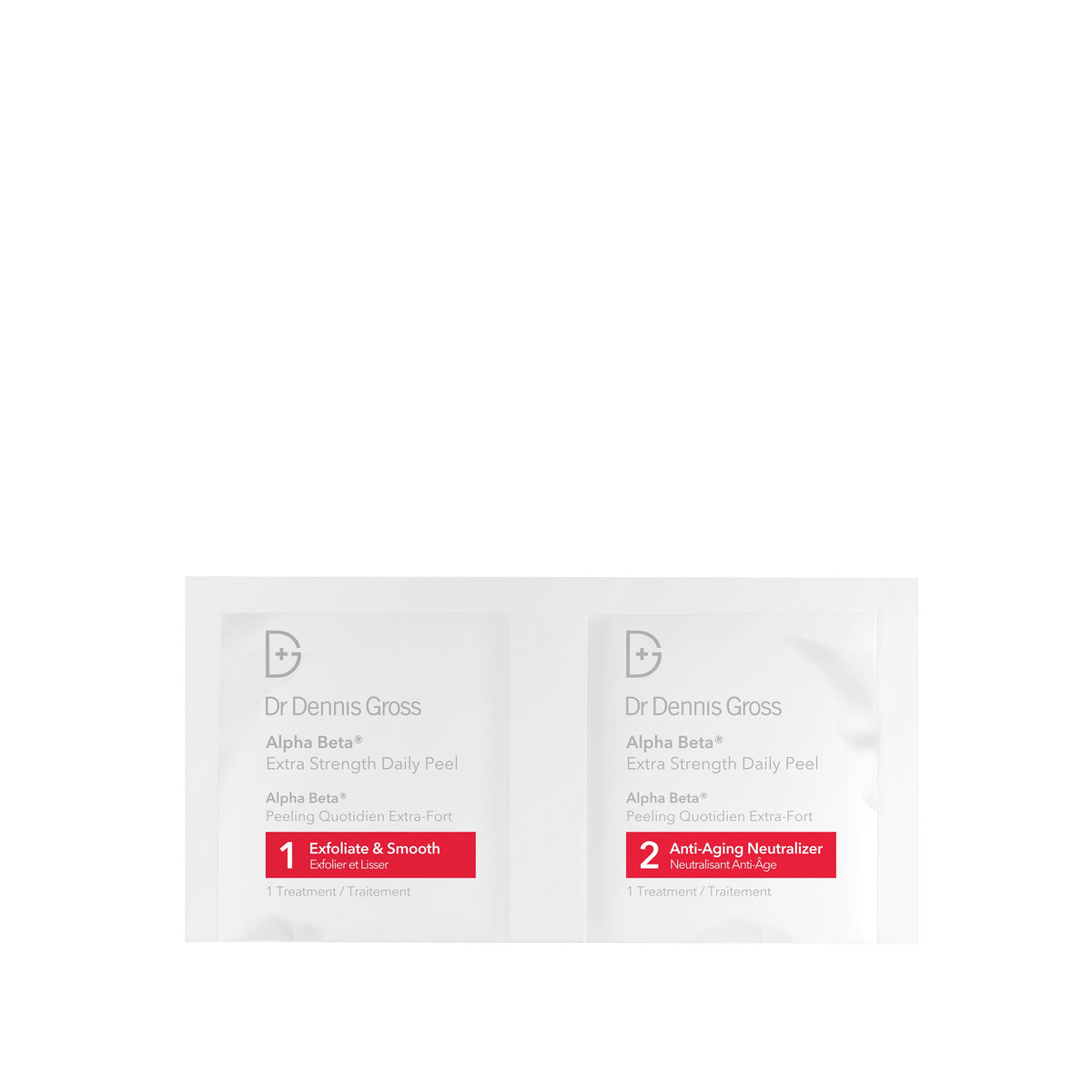Dr. Dennis Gross close-up of Step 1 and Step 2 pads demonstrating controlled application