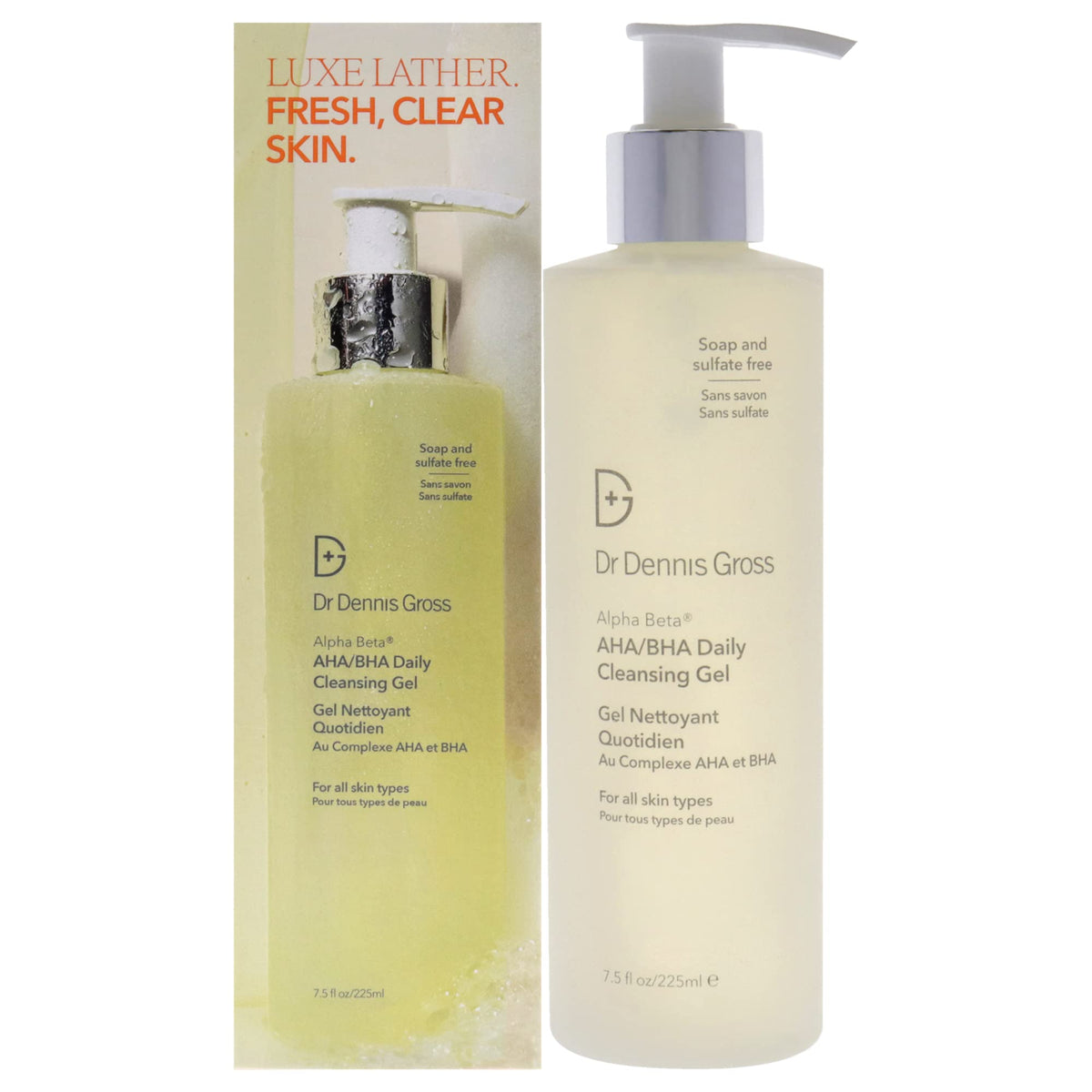 Dr Dennis Gross front packaging showing cleanser label and product benefits