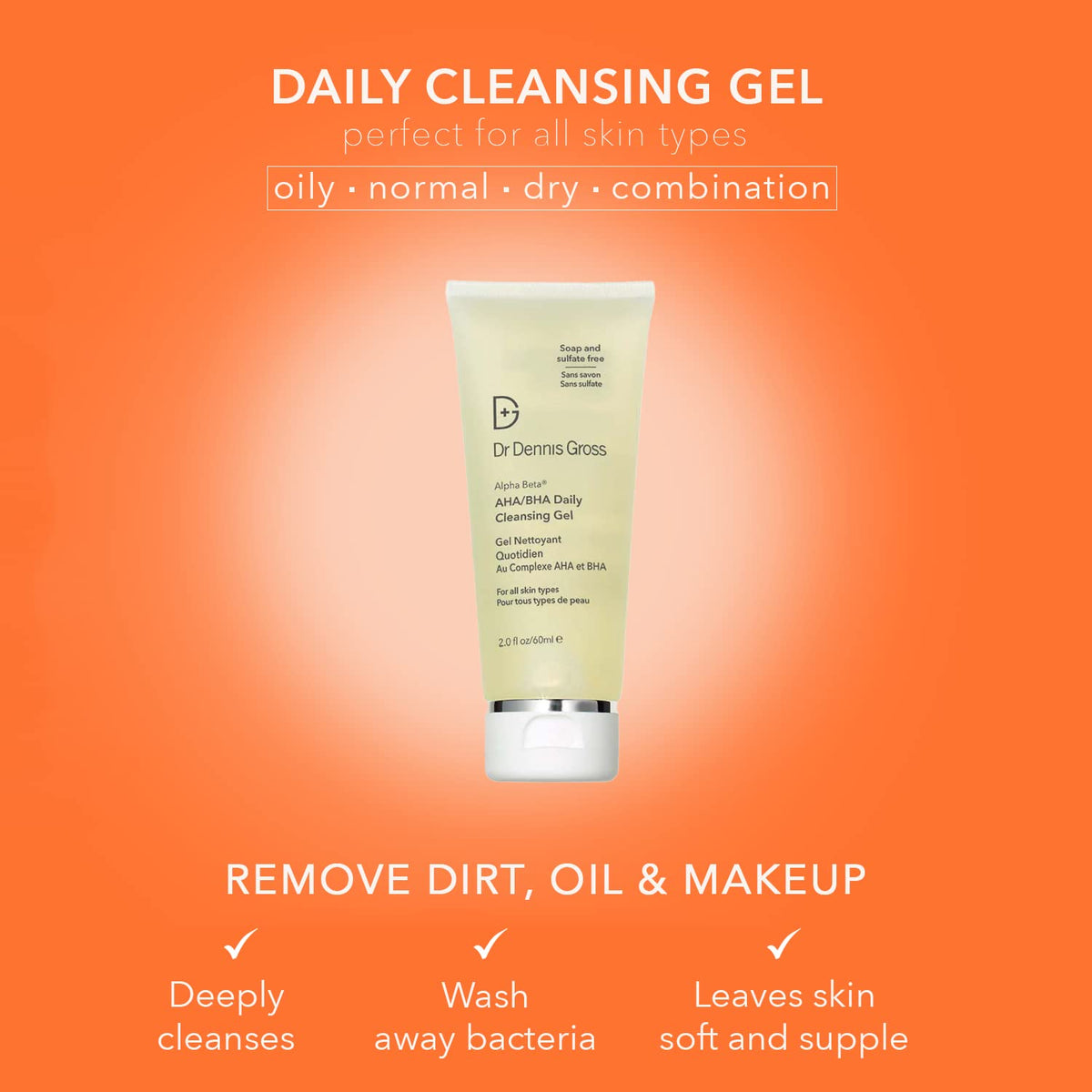 Dr Dennis Gross gel texture close-up illustrating lightweight, non-drying formula