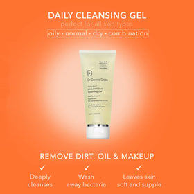Dr Dennis Gross gel texture close-up illustrating lightweight, non-drying formula