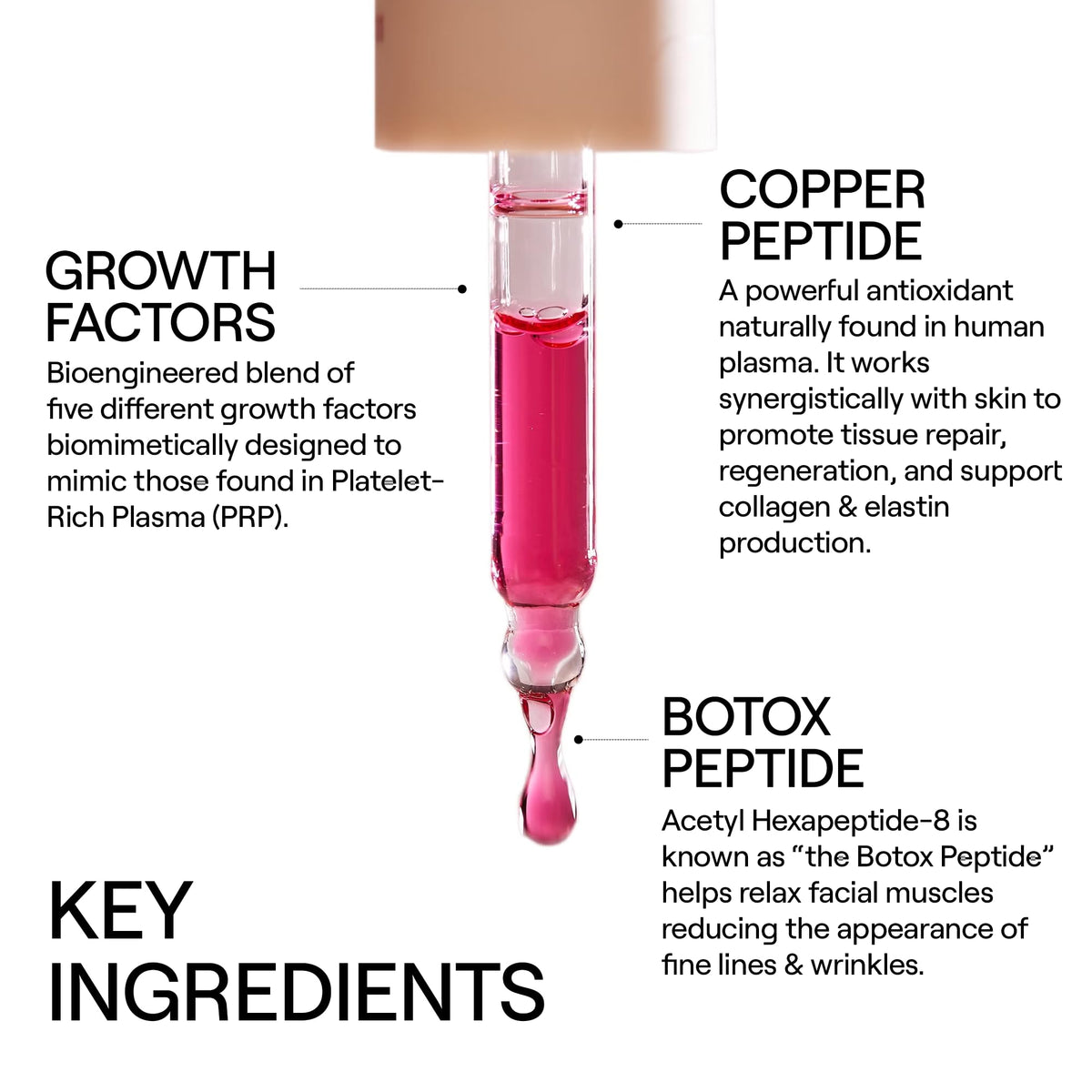 Dr. Diamond's Metacine dropper dispensing serum emphasizing precise application and control