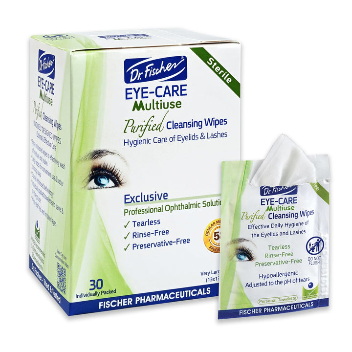 Dr. Fischer front packaging showing 30-count wipes and convenience
