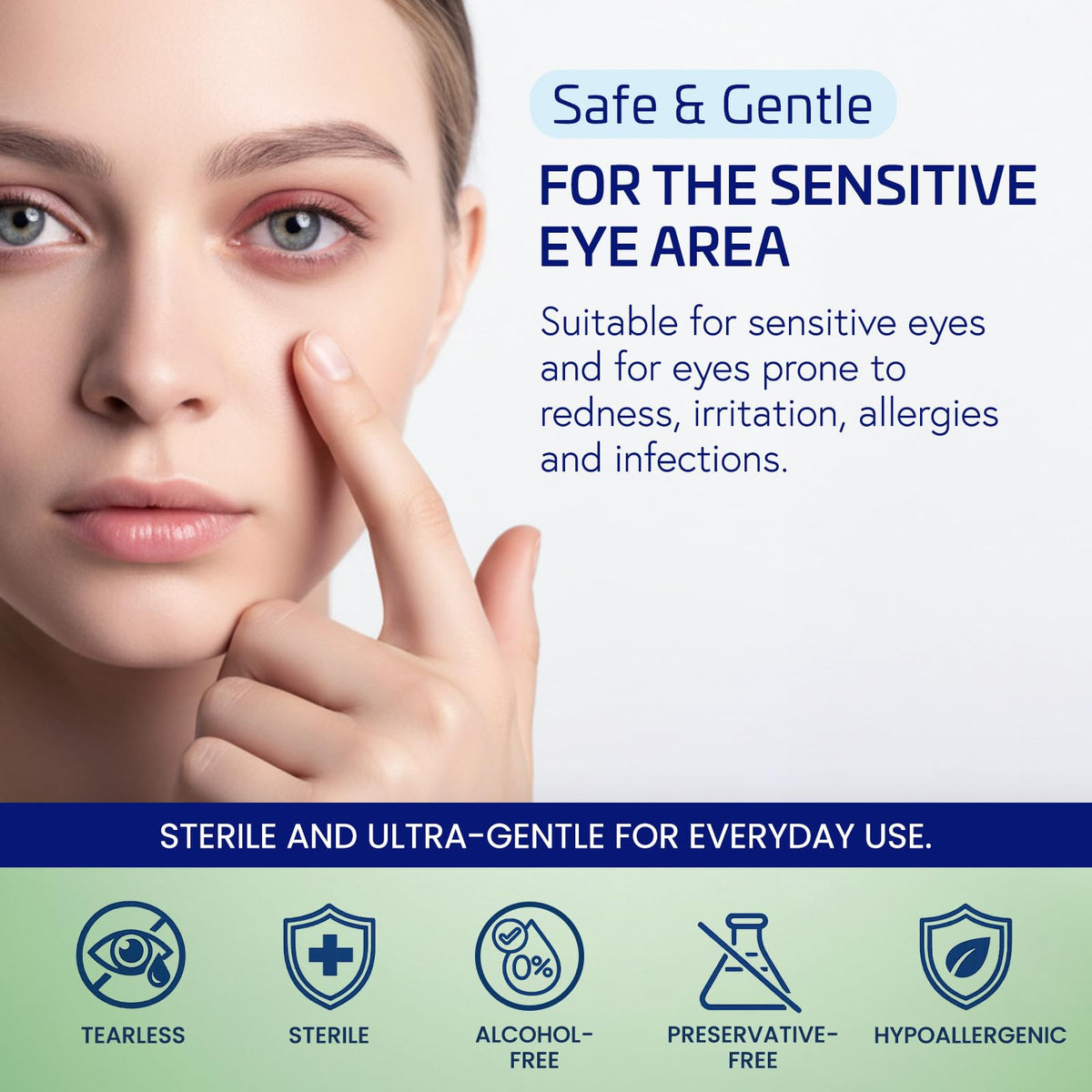 Dr. Fischer single wipe in hand ready for gentle eyelid cleansing