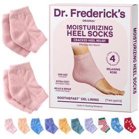 dr. frederick's front view of fuzzy heel socks showing cozy plush comfort