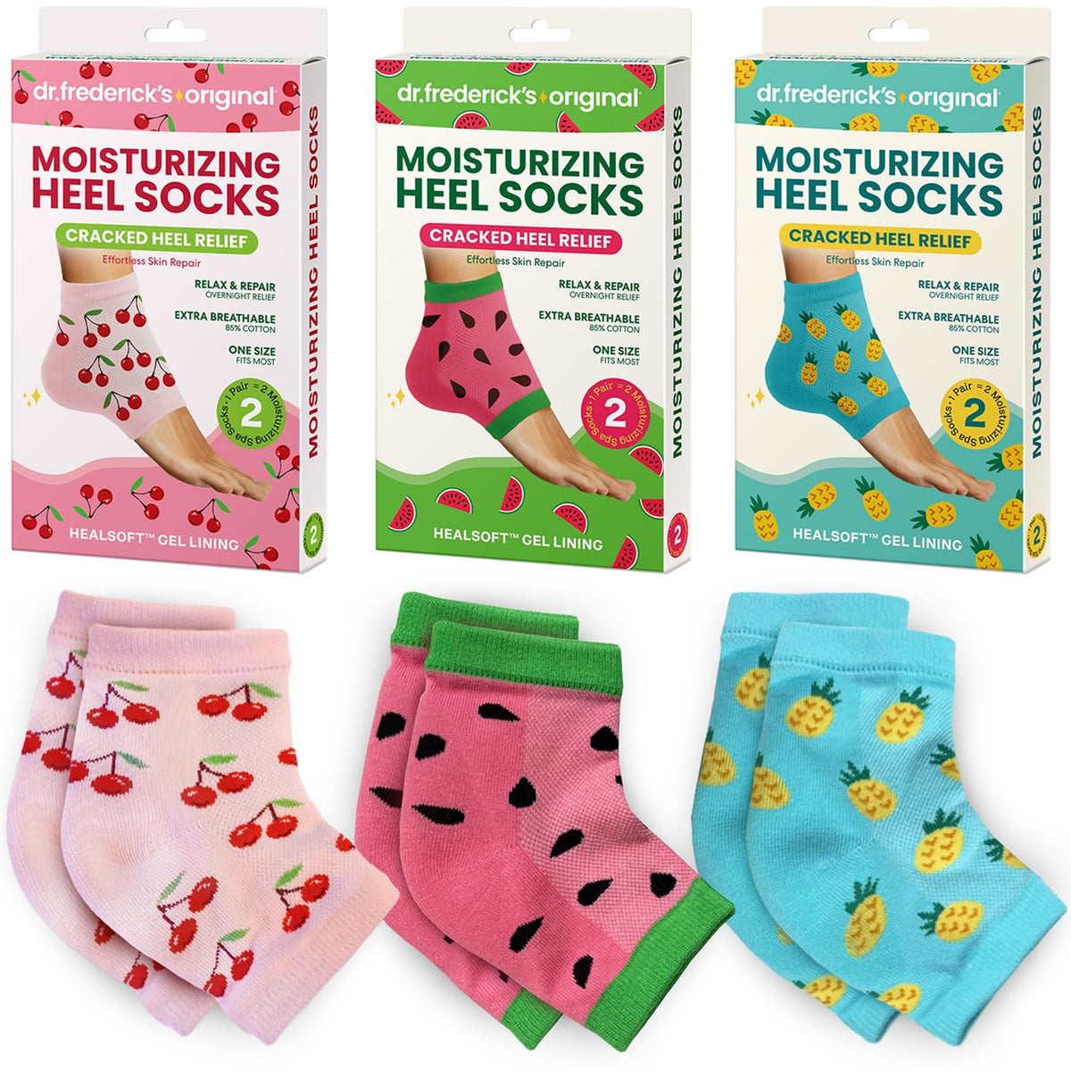 Dr. Frederick's front packaging showing three-pair set and benefits