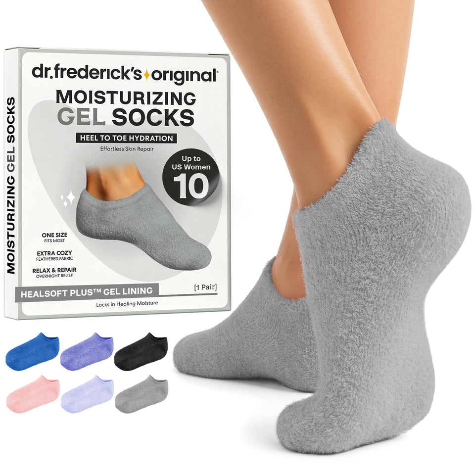 Dr. Frederick's front view showing full-foot gel socks for easy hydration