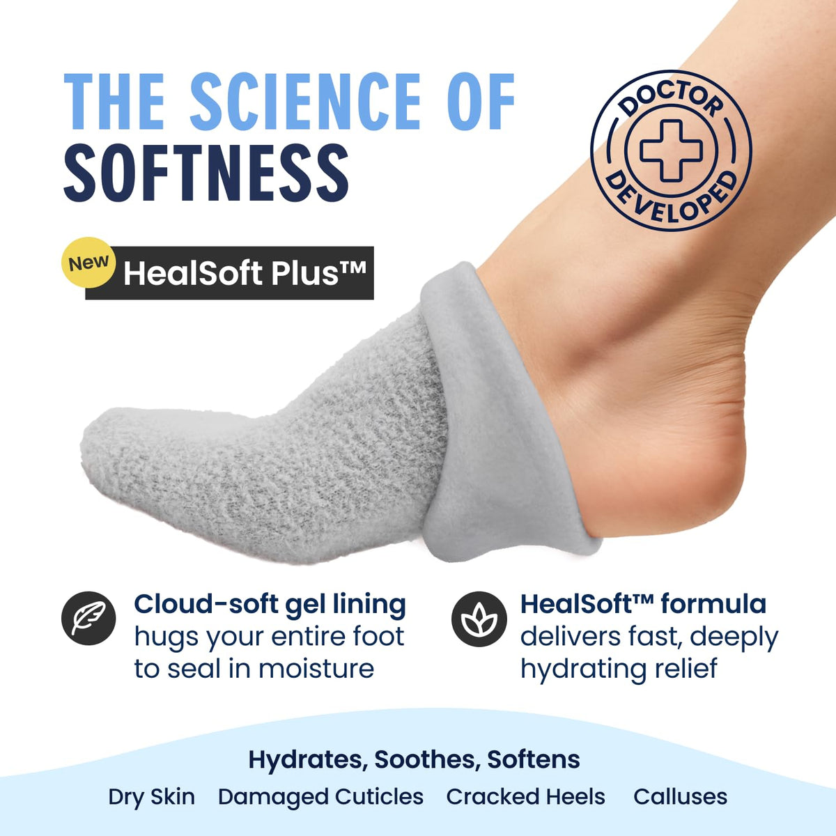 Dr. Frederick's close-up of HealSoft Plus gel lining that locks in moisture