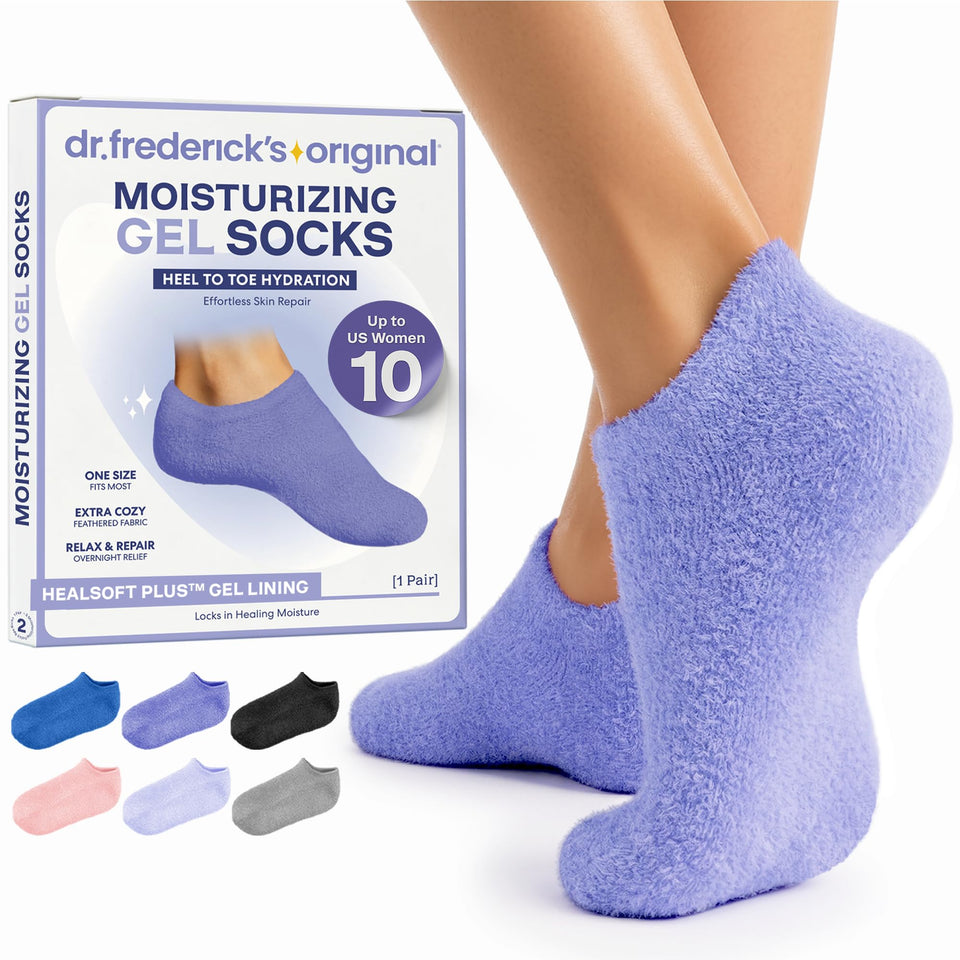 Dr. Frederick's Original front view of purple gel socks showing fit and color benefit softness