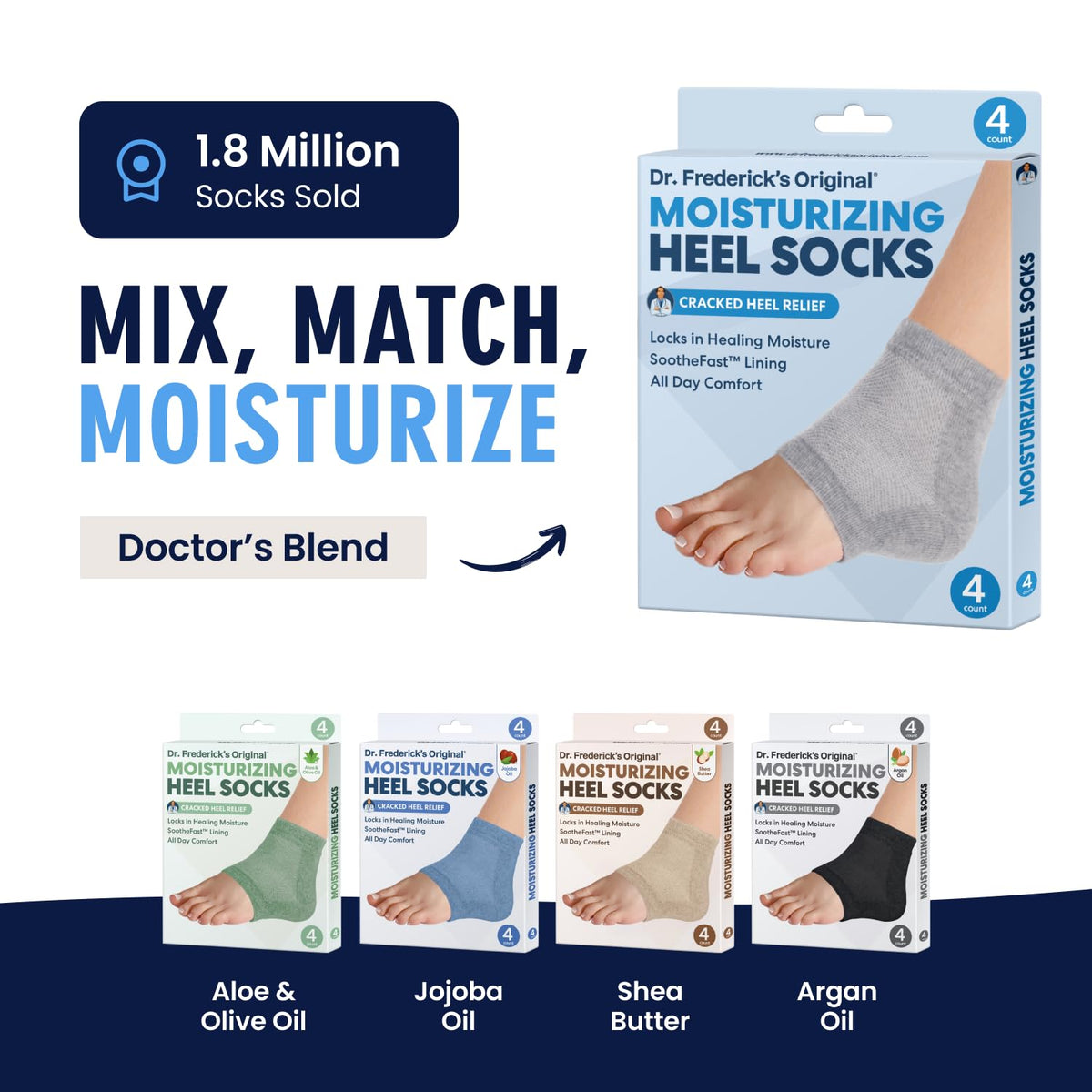 Dr. Frederick's Original socks in use during nighttime foot-care routine
