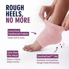 dr. frederick's socks worn on feet in bed showing overnight hydration