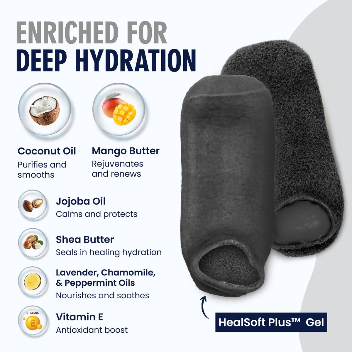 Dr. Frederick’s socks worn on feet overnight for comfortable healing