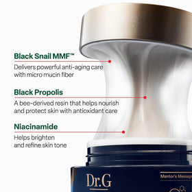 Dr. G cream swatched on hand demonstrating absorption and lightweight finish