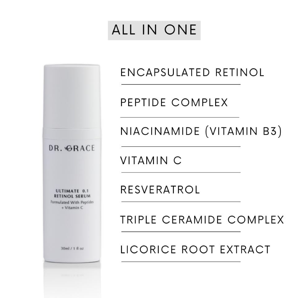 Flatlay of Dr. Grace with vitamin C and botanical extracts showcasing natural actives