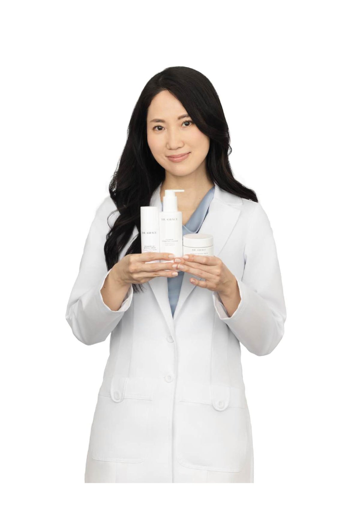 Dr. Grace bottle next to a ruler to show compact travel-friendly size